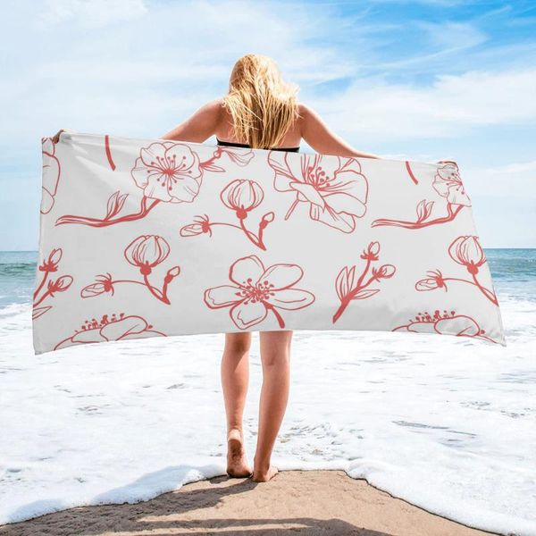 

towel red cherry blossom flowers stick figure bath camping bathroom accessories microfiber beach towels for adults