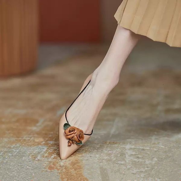 

luxury dress shoes high heels 2021 pointed spring and autumn shallow mouth flower thin heel women's single sho, Black