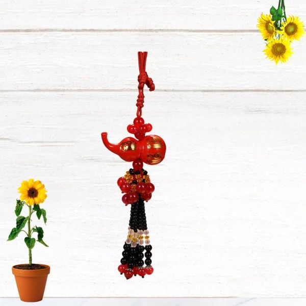 

interior decorations 1pc crystal bottle gourd car pendants with creative gold perfume safety hanging ornaments(red)