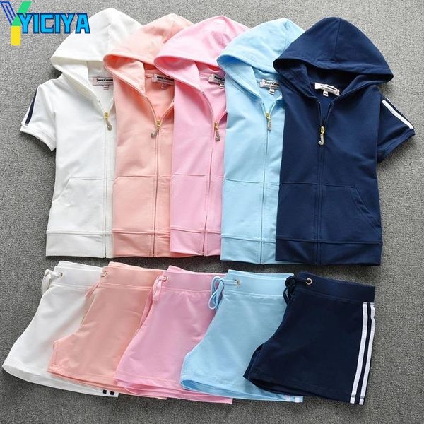 

women tracksuits tech fleece white solid suit with hat short sleeved crop and short pant suit tracksuit elastic waist 2 piece set summer, Gray