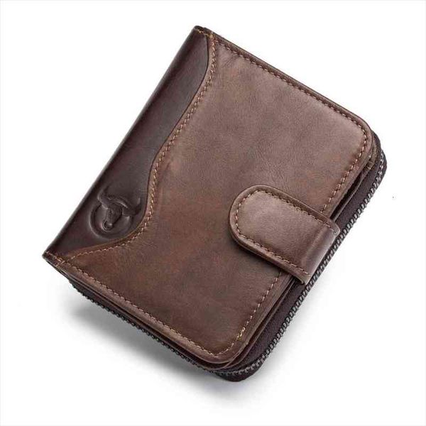 

genuine leather men wallet fashion coin purse card holder rfid portomonee male clutch zipper clamp money, Red;black