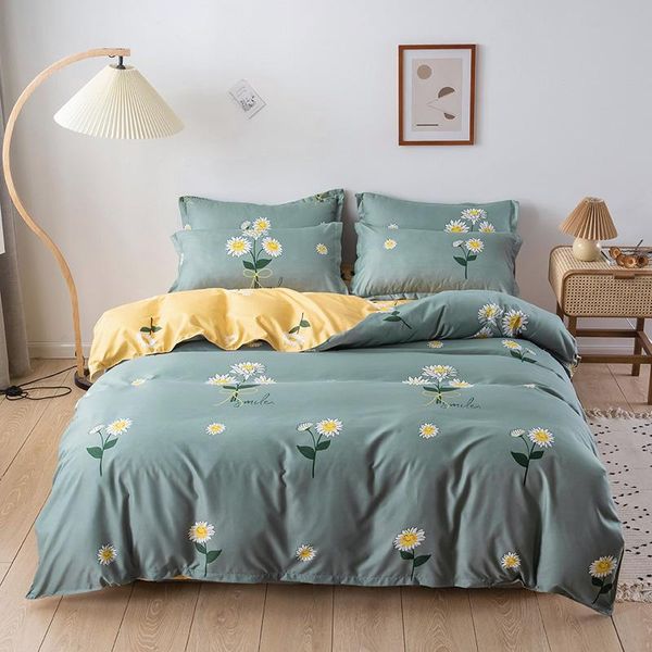 

bedding sets cute daisy green yellow elegant luxury comforter set modern fashion king  twin size bed linen duvet cover gift
