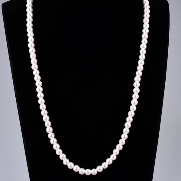 

pendant necklaces stainless steel pearl necklace for women neck gold chain choker jewelry gift, Silver