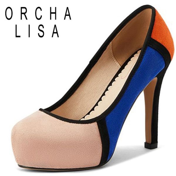 

dress shoes orcha lisa ladies spring autumn novelty pumps pointed toe 11cm thin high heels mixed color slip on large size 32-46 party c1880, Black