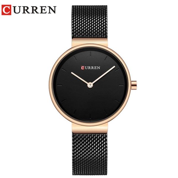 

wristwatches curren women watches gold ladies watch stainless steel band classic dress bracelet female clock lover gift 901, Slivery;brown