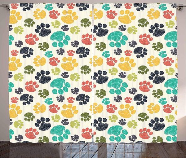 

curtain & drapes dog lover curtains cute print doodles circular pattern children drawing style animal living room bedroom window home de