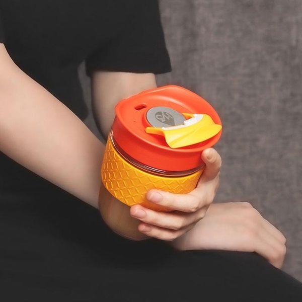 

design high borosilicate glass cup with lid 360ml & 540ml multi-use water bottle filter portable travel coffee mug wine glasses