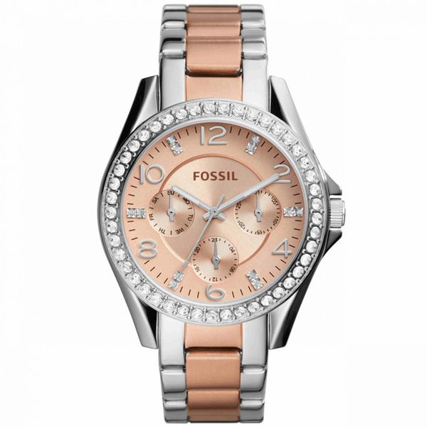 

designer watch brand table luxury es three eye multifunctional week diamond inlaid fashion quartz women's es3202es2811, Slivery;brown