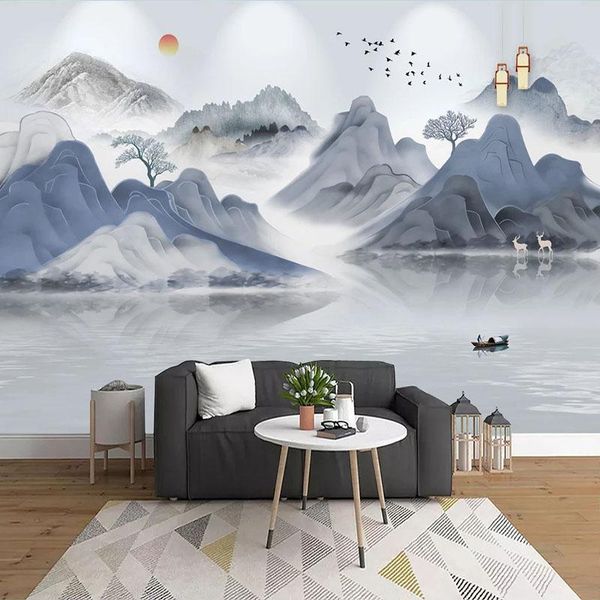 

wallpapers chinese style 3d ink landscape mountain wallpaper living room tv sofa bedroom study po wall murals papel de parede