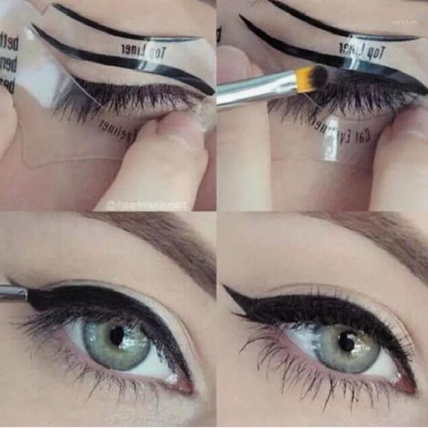

110pcs 2 styles beauty cat eyeliner models smokey eye stencil template shaper makeup tool1