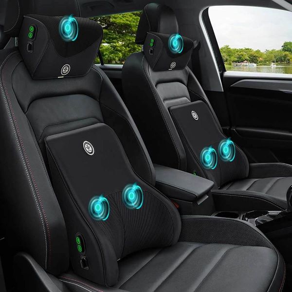 

seat cushions usb charger car massage pillow auto back support headrest waist simulation human travel accessories