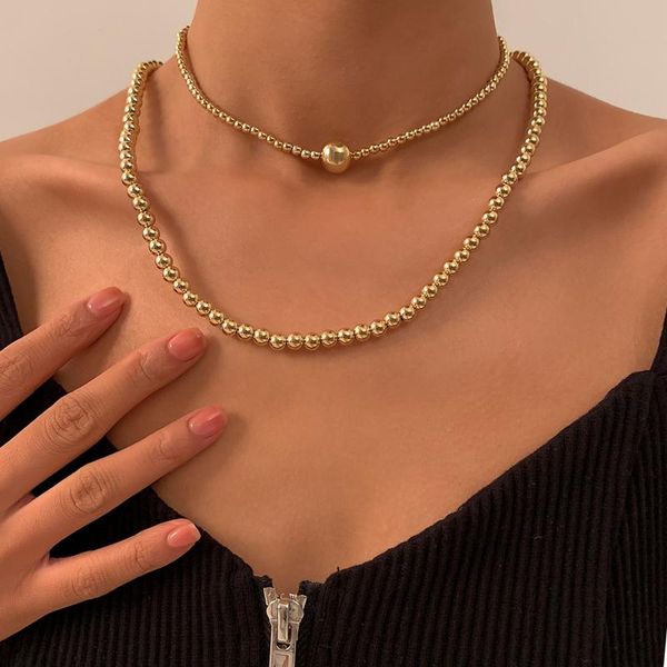 

chains ingesight.z 2pcs/set ccb plastic beads chain choker necklaces collar multi layered gold color long for women jewelry, Silver