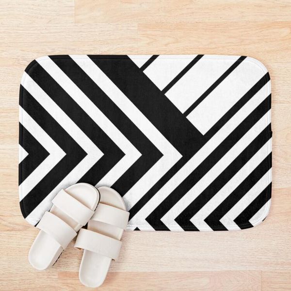 

bath mats black and white geometric lines mat rug doormat floor carpet home el living room anti slip