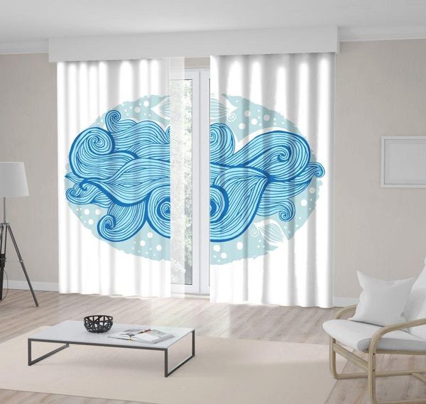 

curtain & drapes sea waves seagulls coulds sky summer morning at beach ocean nature oil painting blue white