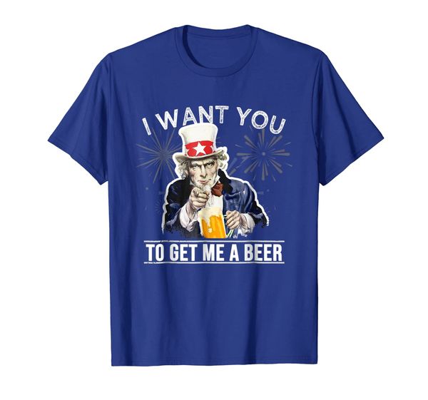 

i want you to get me a beer 4th of july uncle sam t-shirt, White;black