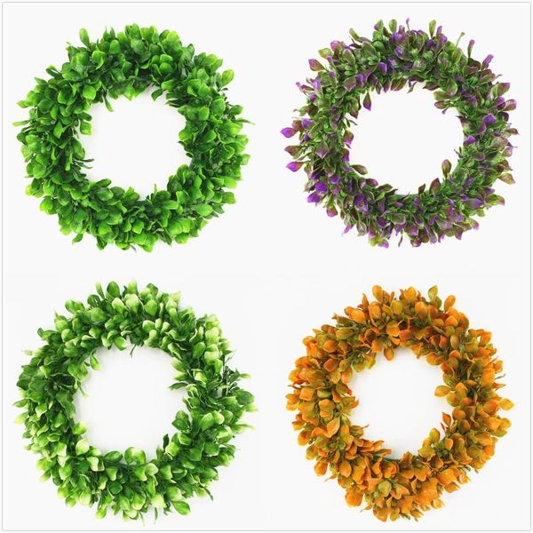 

artificial bodhi green leaf plant wreath wedding supplies holiday door decoration diy po props flower wall home decorat decorative flowers &