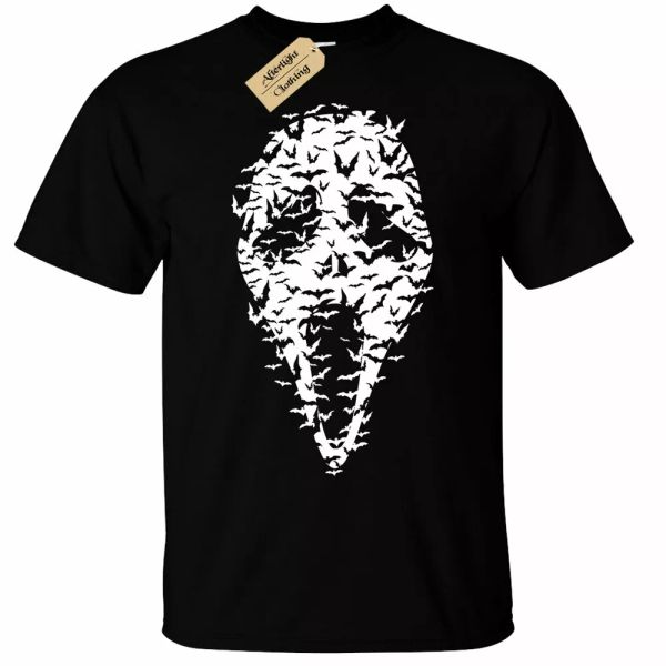 

ghost face bat t-shirt mens halloween movie mask, White;black