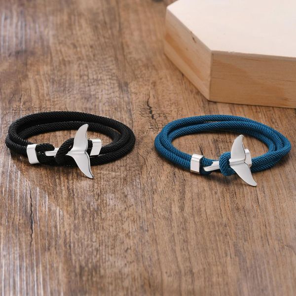 

link, chain bracelet rope bracelet, whale tail warp men jewelry, Black