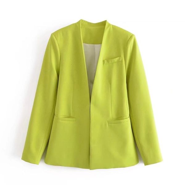 

autumn style women's fluorescent green buttonless suit coat, Black;brown