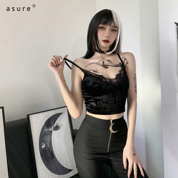 

traf crop for girls corset camis lace bralette y2k women gothic clothing vintage aesthetic chest binder bra 212005 210712, White