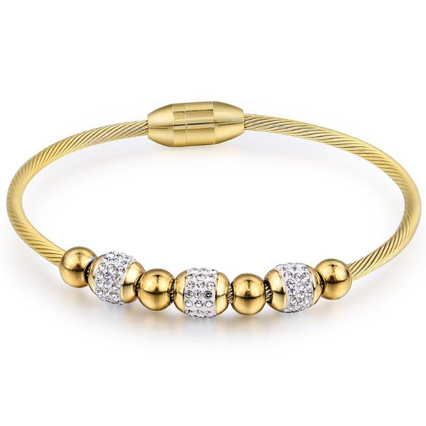 Braccialetto Bangle Bangle Braccialetto in acciaio in acciaio in acciaio Braccialetto Donna Diamante Multi-accessorio Branco rotondo Golden in acciaio inox