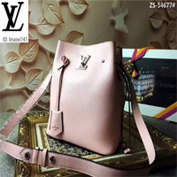 

brand designer luxury qps9 m54677 pink slippery leather drawstring bucket bag women handbags iconic bags handles shoulder bags totes cro