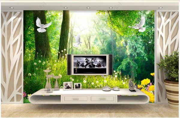 

wallpapers custom po wallpaper for walls 3 d murals fresh and natural idyllic tree style living room tv background wall papers decor