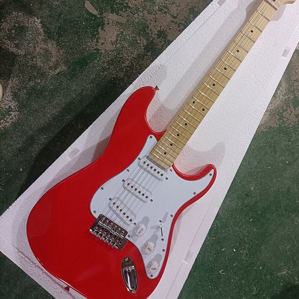 

6 strings red electric guitar with white pickguard,maple fretboard,22 frets
