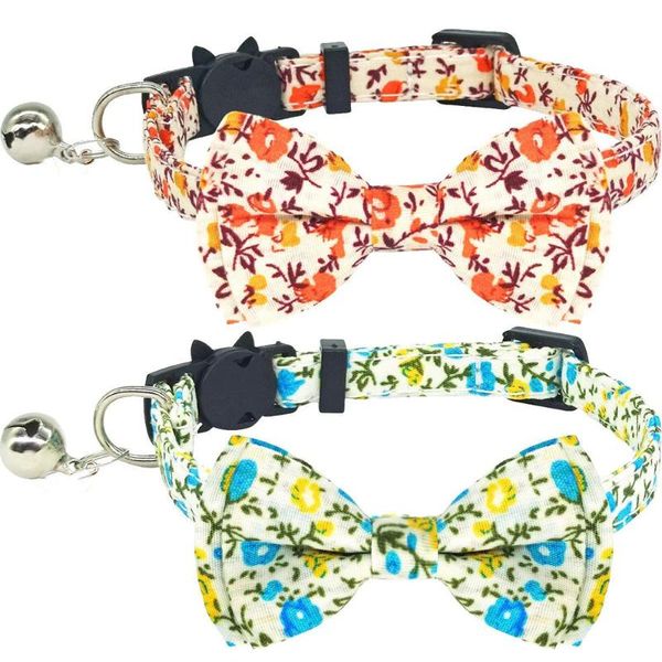 

cat collars & leads flower collar breakaway with bells charm floral pattern adjustable bowtie cute bow tie kitten for kitty puppies pets