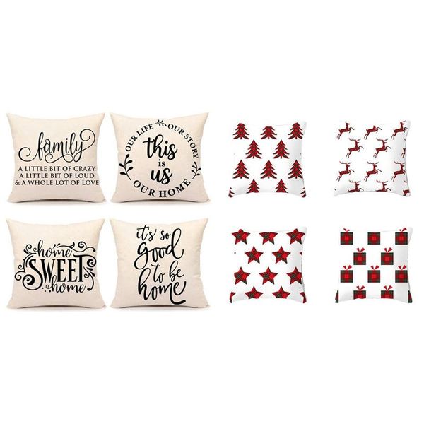 

pillow case 8 pcs pillowcase home decorative sofa square cover, 4 a & b