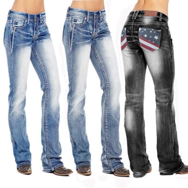 

autumn winter high waist jeans women fashion casual plus size denim pants female slim straight trousers p1988 women's, Blue