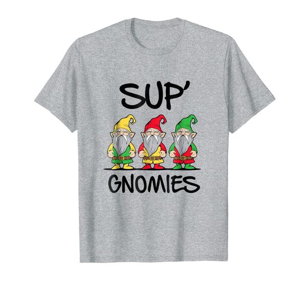 

sup gnomies - gnome funny novelty gag gift graphic tee shirt, White;black