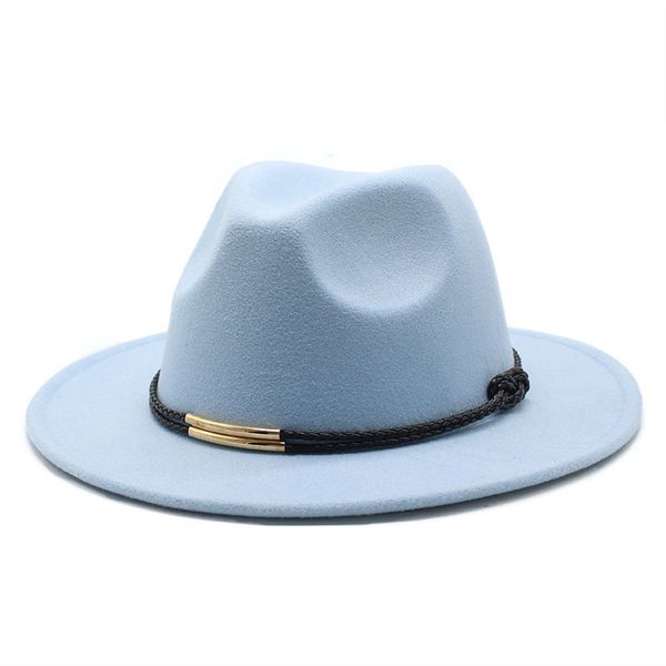 

fedora hat for women men solid wide brim wool felt hat vintage jazz winter hat formal church panama cap, Blue;gray