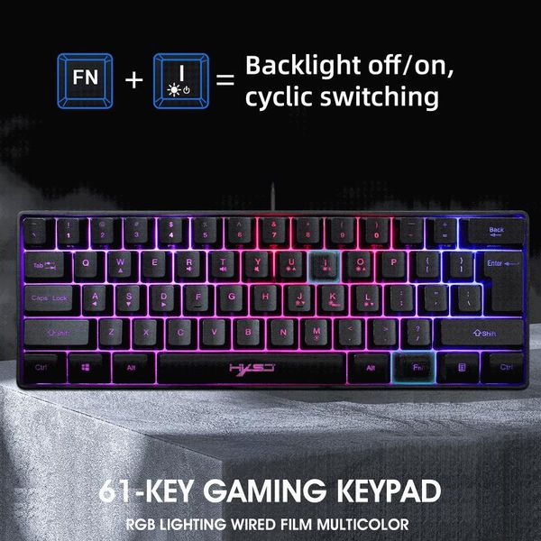 

gaming keyboards deskrgb lighting 61 keys usb wired keyboard led backlit keypad for computer lappc