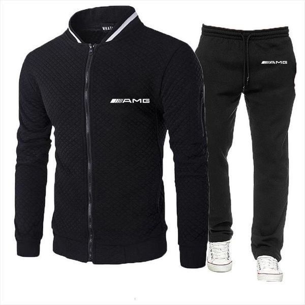 

amg spring hip hop men tracksuit brand print jackets sport suits male hoodies fashion fitness sweater sweatpant set, Gray