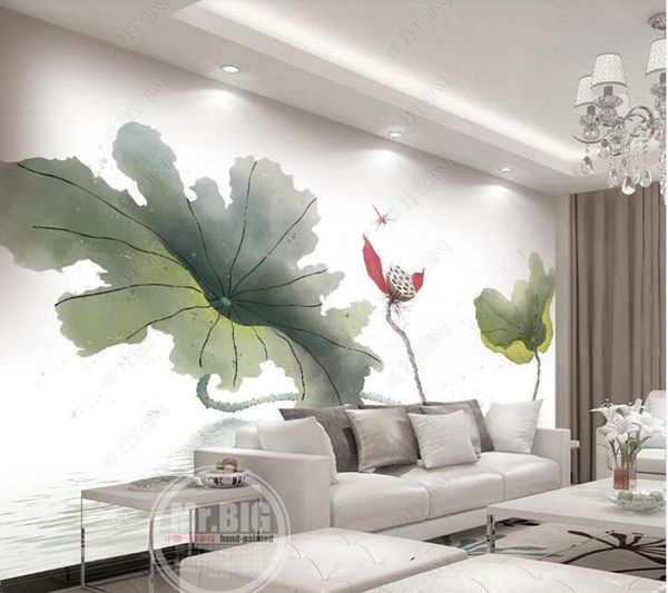 

wallpapers papel de parede chinese ink painting of zen lotus 3d wallpaper mural,living room tv wall bedroom papers home decor