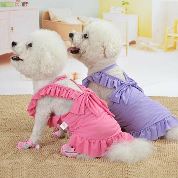 

dog apparel pet sling dress cat puppy spring summer bowknot sweety princess clothes for small chihuahua mascotas roupa