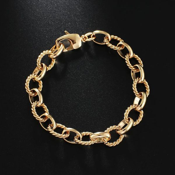 

link, chain punk style bracelet europe and america couple bracelets for women mens jewlery, Black