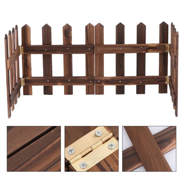 

christmas decorations 1.2m decoractive wooden picket fence miniature home garden xmas tree wedding party decoration (carbonized)