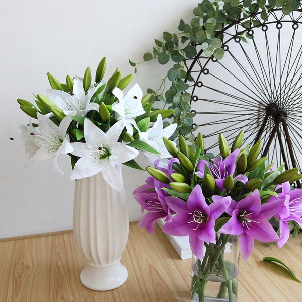 

decorative flowers & wreaths tn lily bouquet artificial jewelry diy wedding bride hand flower decoration home
