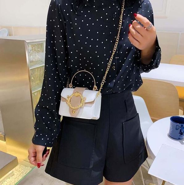 

evening bags contrast color square crossbody bag 2021 totes with metal handle quality pu leather women's handbag chain shoulder messeng