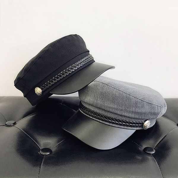

duck tongue sea military autumn fashion versatile beret spring thin net red octagonal hat women's british, Blue;gray