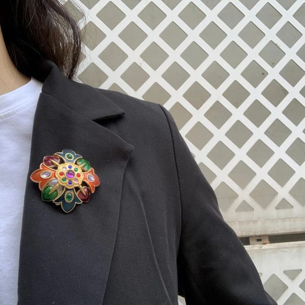 

colorful flower brooch for women, Gray