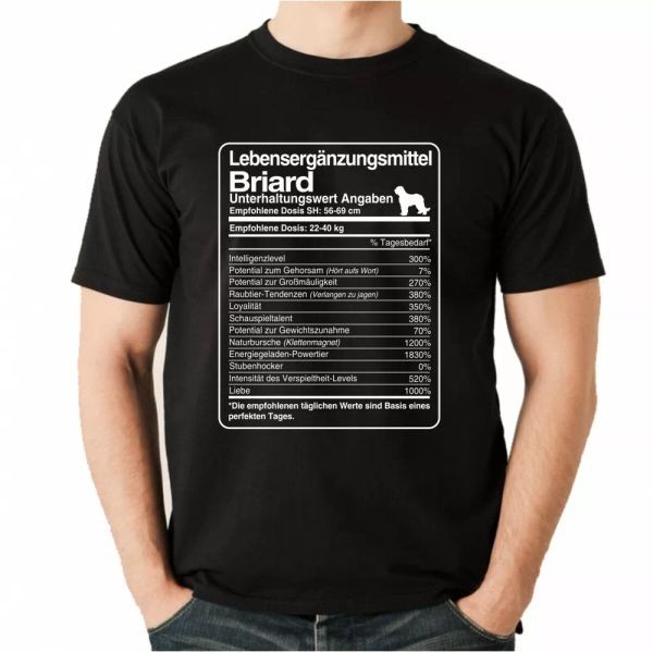 

t-shirt dose briard life supplements men dog dogs berger brie, White;black