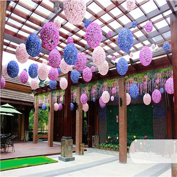 

decorative flowers & wreaths elegant 10 pcs 30cm 12" white artificial rose silk flower ball hanging kissing balls for wedding party dec