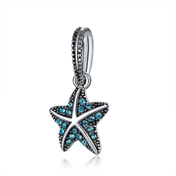 

fits pandora biagi bracelets 20pcs summer sea starfish dangle charms european beads fit pandora snake chain bracelet necklace charms jewelry, Black
