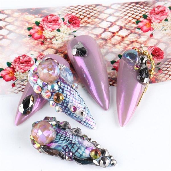 

10pc 3d christmas art animal snake grain starry nail sticker color foil transfer decal diy decoration1