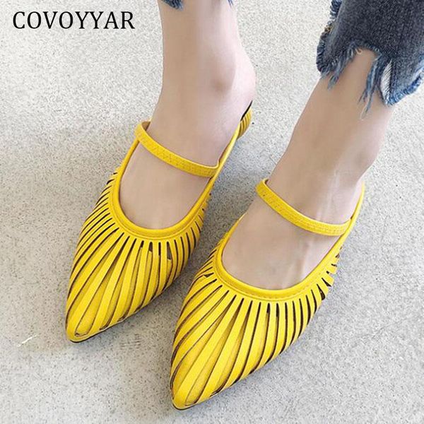 

slippers covoyyar trendy women shoes sandals 2021 spring designed mules strange heel hollow out pointed toes lady wsl199, Black