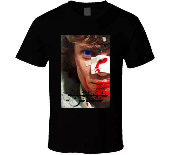 

a clockwork orange alex malcolm mcdowell kubrick classic movie fan t shirt, White;black