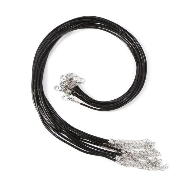 

chokers 10pcs 2mm wax cotton rope handmade leather adjustable braided necklace pendant charms findings lobster clasp string cord, Golden;silver
